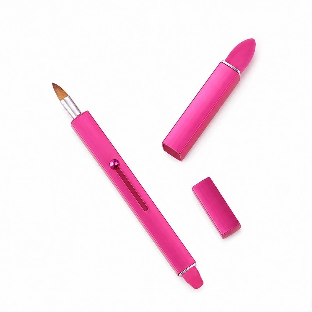 Brocha de labios retráctil de doble punta portátil con tapa: A1