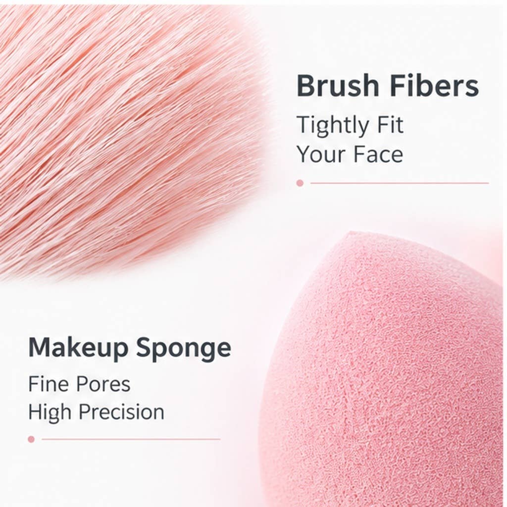 Set profesional de brochas y herramientas sintéticas para maquillaje color melocotón: A2