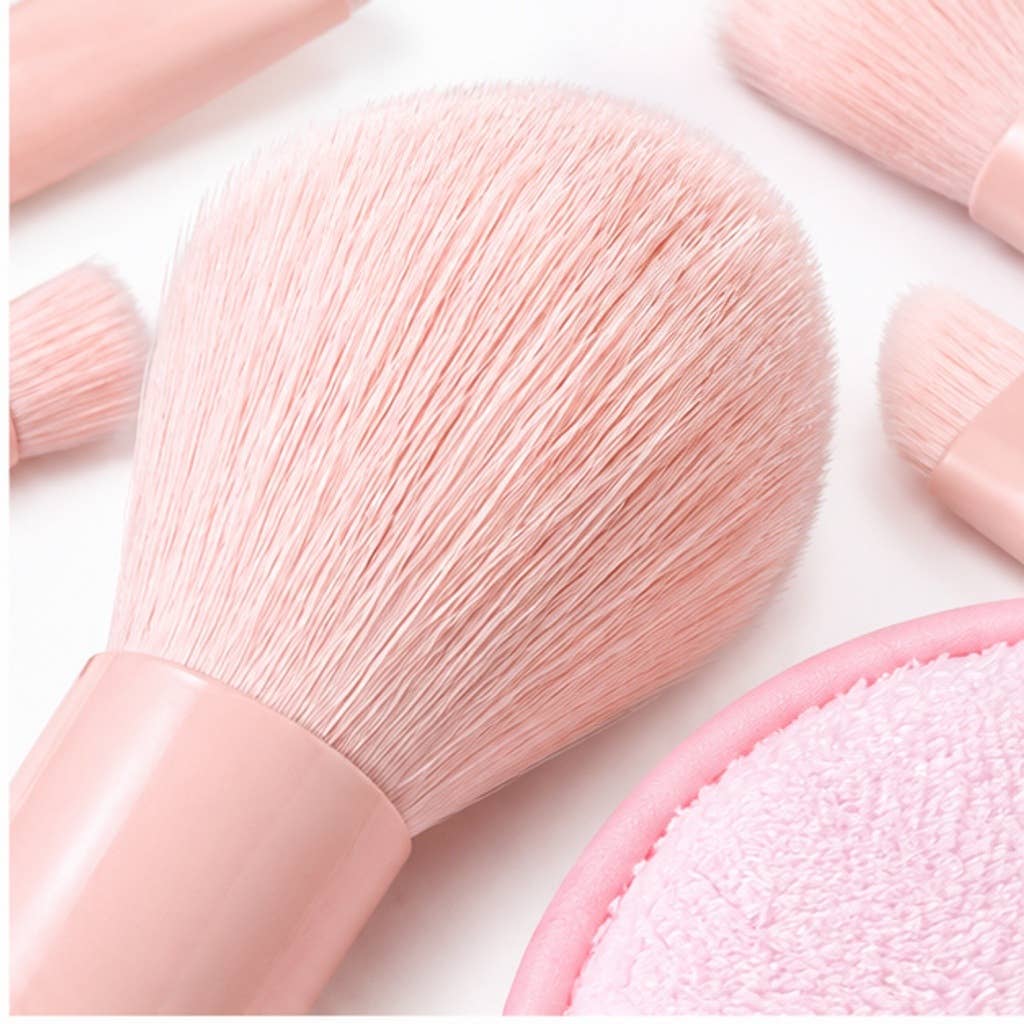 Set profesional de brochas y herramientas sintéticas para maquillaje color melocotón: A2