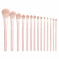 Juego esencial de 13 brochas de maquillaje de fibra sintética rosa: A1
