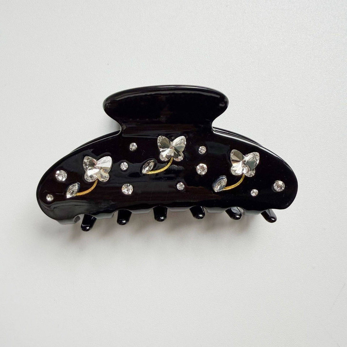 Elegante pinza para el pelo de acetato con flor de pedrería MK2PPM6W6HCP582: Coffee