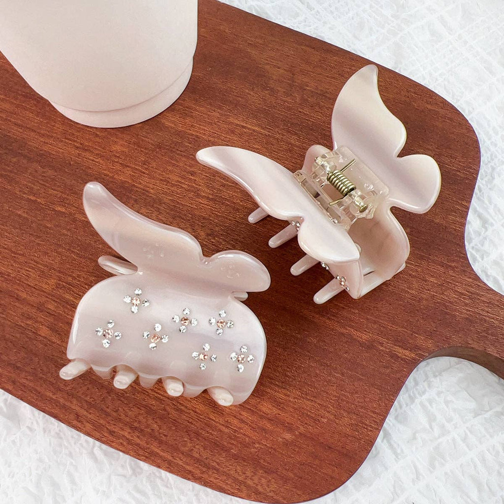 Pinza para el pelo de acetato con motivos florales y pedrería brillante MK2PPM6W6HCP343: Forma de arco - 11 cm