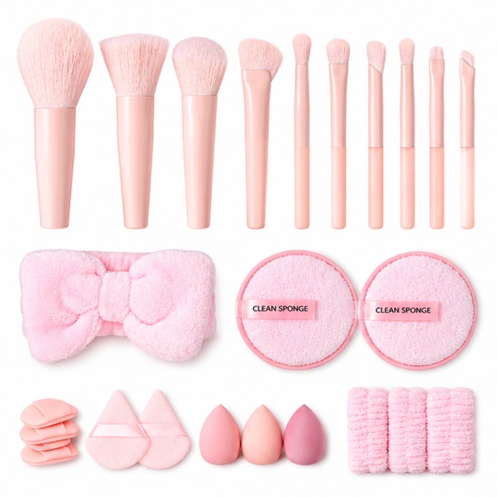 Set profesional de brochas y herramientas sintéticas para maquillaje color melocotón: A2
