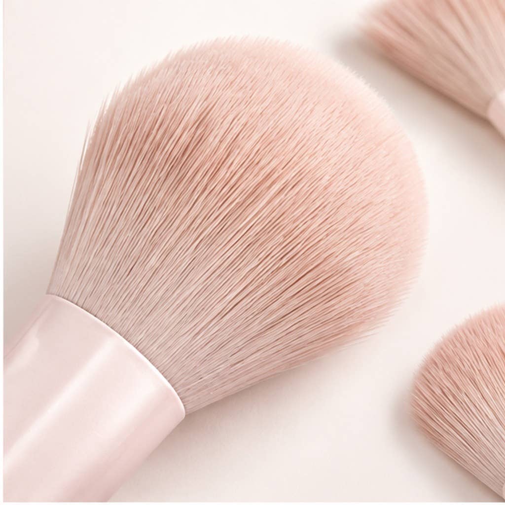Juego esencial de 13 brochas de maquillaje de fibra sintética rosa: A1